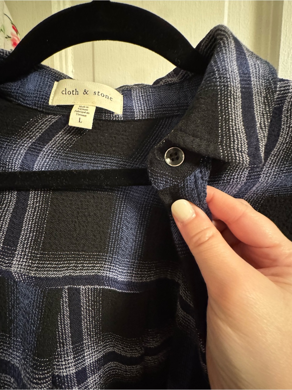 cloth & stone Navy and Black Plaid Button-Up Shirt
